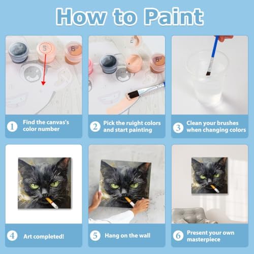 Cat Paint by Numbers with Frame, Funny Paint by Numbers for Adults 10x10 in - Image 4