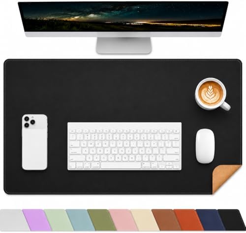AFIING Desk Mat, Black, 31.5" x 17", Cork Desk Pad Protector by AFIING