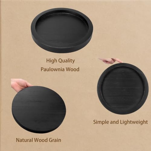 11 Inches Round Wooden Tray Decor,Black Decorative Trays - Image 3