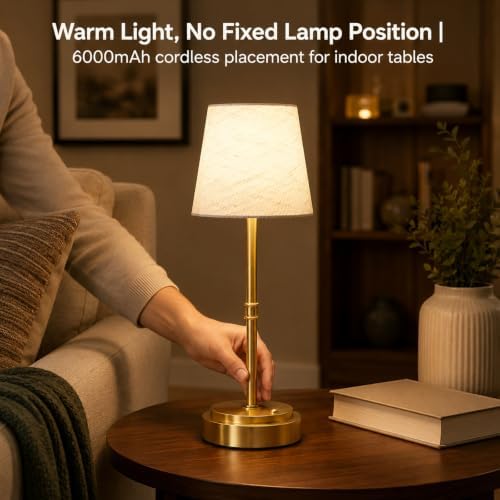 Rechargeable Cordless Table Lamp, Nightstand to End Table,Gold,1 Pack - Image 3