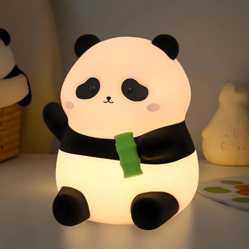 Rytinazzz Silicone Night Light for Kids, 50H Long Battery Panda Lamp, Gift for Kids, Soft Dimmable Bedside Light, Rechargeable Tap Control by Rytinazzz