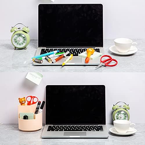 Desk Pencil Pen Holder, 3 Slots 360-Degree Spinning Organizers, Desktop Storage Stationery Supplies, Cute Cup Pot for Office, School, Art Supply, Kids - Pink - Image 4