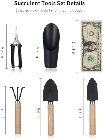 5 Pcs Succulent Tools, Mini Garden Tools, Small Indoor Plant Repotting Set - Image 2