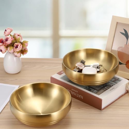 7.4" Gold Decorative Bowl, 2 Packs Key Bowls for Entryway Table - Image 2