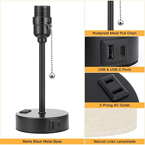 Small Bedside Table Lamp for Bedroom - Desk Lamp with USB Ports for Dorm - Image 6