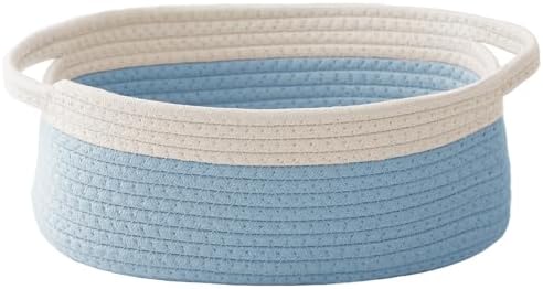 JMvicyroam Small Woven Basket, Empty Gift Basket, White&Blue/1 Pack by JMvicyroam