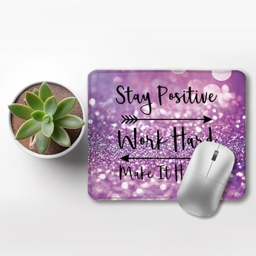 Inspirational Mouse Pad, Stay Positive Work Hard Make It Happen Motivational Positive Purple Mouse Pads Mousepad for Work Gaming Computers Laptop Desk Accessories, 9.5x7.9 Inch - Image 3