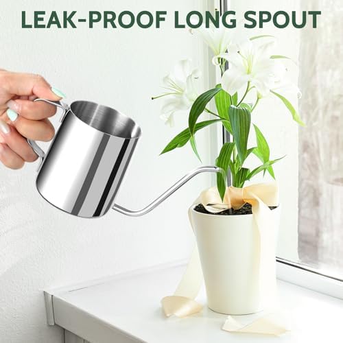12 oz Small Watering Can Indoor Plants Stainless Steel Mini Watering Can - Image 3