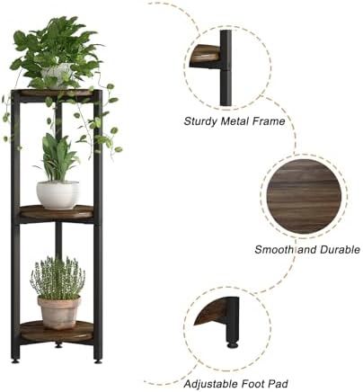 3 Tier Plant Stand Indoor Corner Tall Round Shape Plant Shelf - Image 5