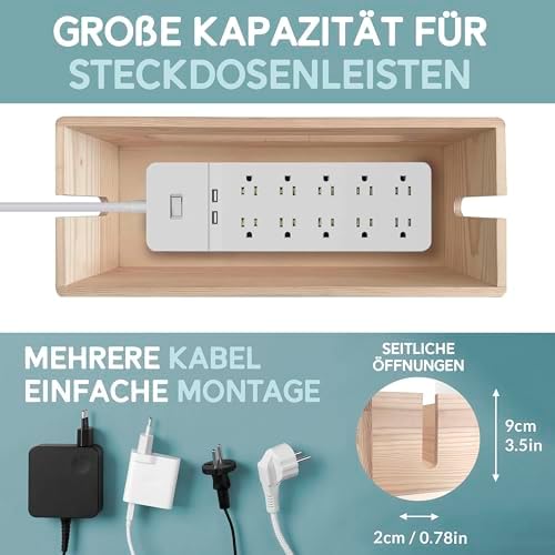 NATURE SUPPLIES Set of Two Natural Wood Cable Management Box, Large and Medium Cord Organizer to Hide Wires and Power Strips for TV, Desk, Computer, Router, Cable Storage and Cord Organization - Image 5
