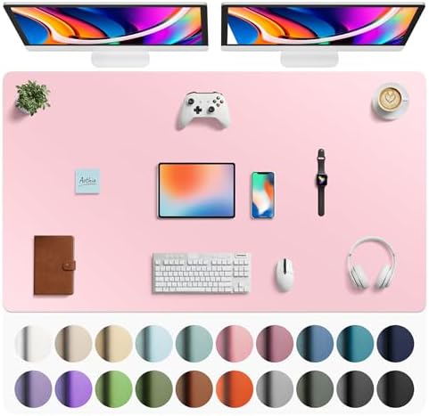 Aothia Faux Leather Desk Mat - Large Mouse Pad, Non-Slip PU Leather Blotter, Waterproof Writing Surface for Office and Home (Fairy Pink, 63" x 24") by AothiaSimpleNaturalUnique