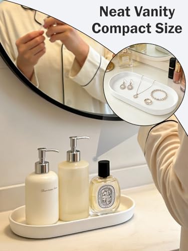 Matte White Ceramic Bathroom Tray, Minimalist Vanity Organizer Dish - Image 5