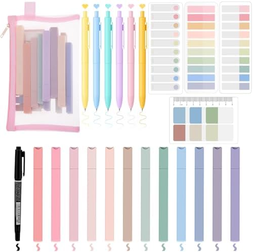 Book Annotation Kit, 24pcs Pastel Highlighters Set by Humyoun