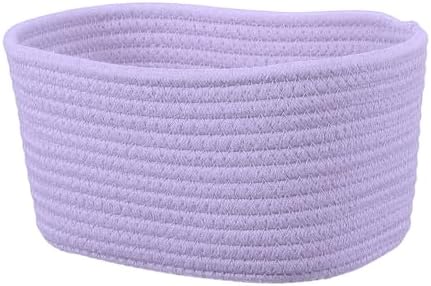 uxcell Small Woven Basket, 8.3x5.9x4.7 Inch Rectangular Rope Basket Decorative Gift Chest Box Cute Mini Woven Storage for Organizing Shelf Storage Bedroom Home Decor, Purple by uxcell