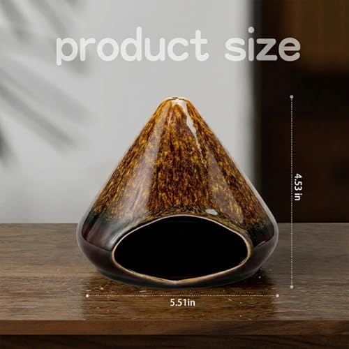 Handcrafted Ceramic Palo Santo Holder –Artistic Incense Burner for Meditation, Mindfulness & Zen Home Decor – Wabi-Sabi Style Cone Sculpture, Relaxation & Aromatherapy-Gift for Yoga (Brown) - Image 4