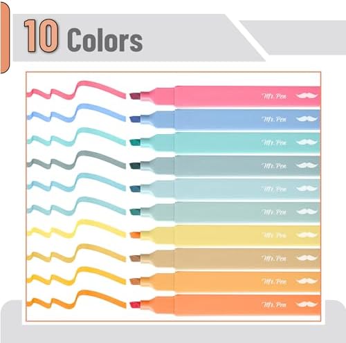 Mr. Pen- Aesthetic Highlighters No Bleed, 10 Pack, Assorted Colors | Chisel Tip, Cute Highlighters Assorted Colors for Journaling, Highlighting, Underlining, Fast Dry, Back to School Supplies - Image 2