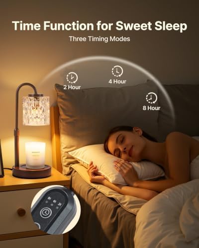CASTLELIFE Dimmable Candle Warmer Lamp with Timer, Height Adjustable Candle Warmer for Jar Candles, Electric Wax Melt Warmer for Home Decor House Warming Gifts, Birthday Gifts for Women, Brown-Glass - Image 6