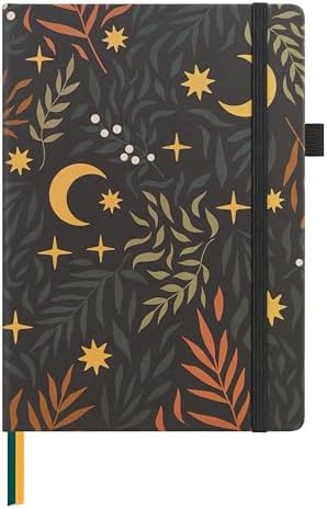 &And Per Se Lined Hardcover Notebook – A5 5.7"x8" College Ruled, 160 Pages, 100gsm Thick Paper – Aesthetic Journal for Women, Gift-Ready Planner, Everyday Writing Notebook (Lunar Leaf) by AndPerSe