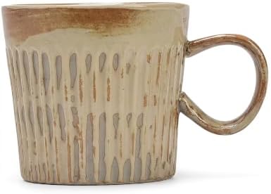 14oz Stoneware Coffee Mug, Chunky Handle Ceramic Cup for Home Office by YANPLS