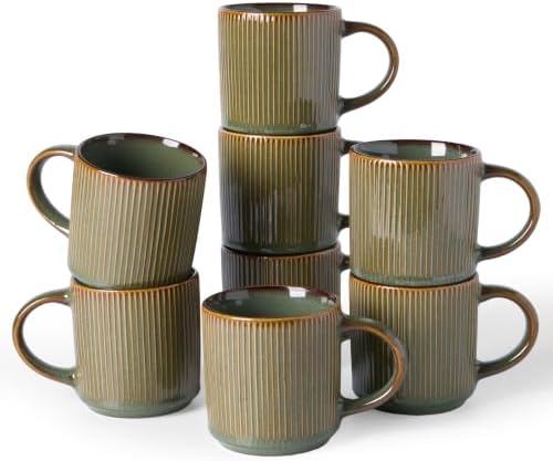 famiware Coffee Mug Set of 8, Star 12 oz Ceramic Mugs Cups Set with Handle by Famiware