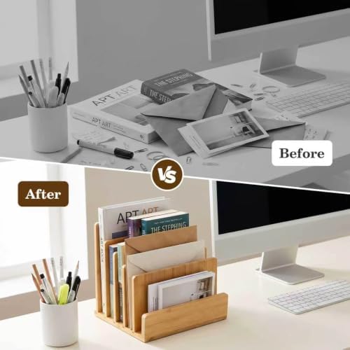 Bamboo Mail Organizer, File Holder for Office, Countertop - Image 4