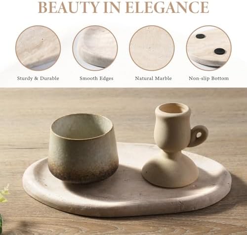 Koville Luxurious Natural Marble Vanity Tray, Cloud Shape Serving Stone Key Tray for Home Decor, 10" x 7" Marble Storage Trays for Bathroom, Stone Plate Holder for Perfume, Candle and Jewelry - Image 2