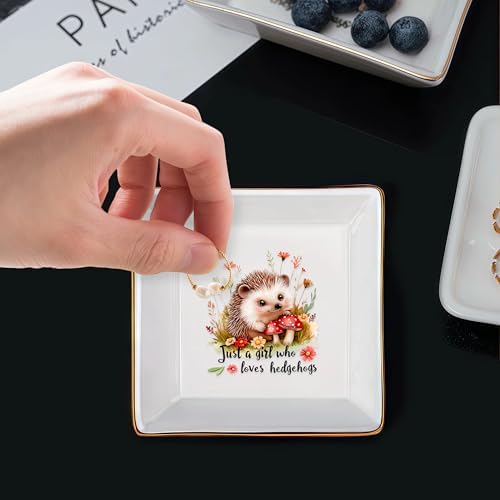 Hedgehog Jewelry Ring Holder Dish Tray, Gifts For Women Teens Girls, Hedgehog Lovers Themed Stuff Things Decor Merch, Home Room Ring Earrings Necklace Organizer Holder! - Image 3