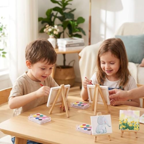 Fulmoon 20 Sets Mini Canvas Painting Kit for Kids, Square - Image 6