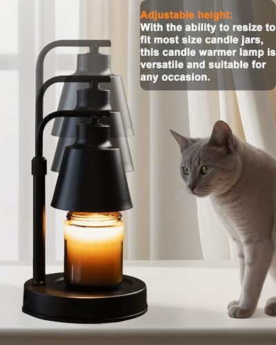 Candle Warmer Lamp with Timer, Dimmable, Adjustable Height, Black - Image 4