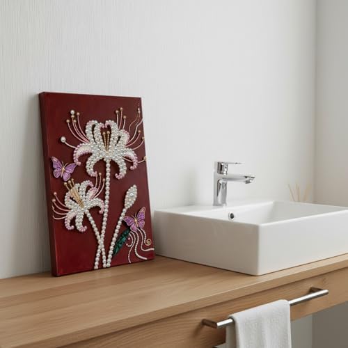 DIY Pearl Painting with Frame, Creative Design, Handmade Stress-Relieving Home Wall Decoration, Includes Frame and Tools-Flowers-1 - Image 3