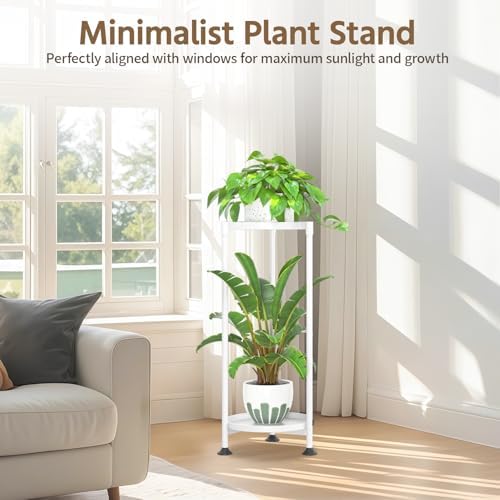 LASZOLA Plant Stand Tall Flower Holder for Indoor Corner, 2 Tier White - Image 6