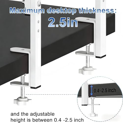 Spacrea Clamp on Desk Shelf, 2 Tier Office Desk Shelves Organizer, Wood Desktop Supplies Storage Rack, Desk Organizers and Accessories (White) - Image 6