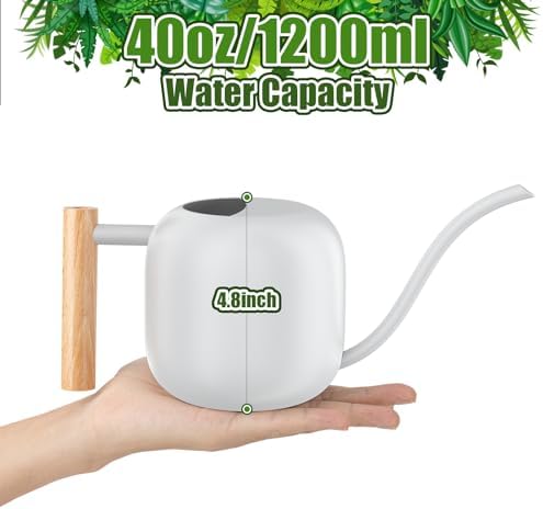 Green Moon 1.2L/41oz Metal Metal Watering Can with Long Spout, White - Image 3