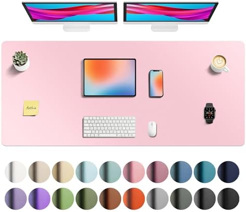 Aothia Faux Leather Desk Mat - Non-Slip PU Leather Desk Blotter, Waterproof Writing Surface, Large Desk Pad for Office & Home (Fairy Pink, 55" x 24") by AothiaSimpleNaturalUnique