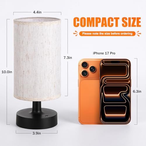 Kakanuo Cordless Table Lamp Rechargeable Small - 2 Pack Beige Black, 4000mAh Battery Operated Lamp with Touch Control Stepless Dimming, Wireless Lamp for Bedside, Nightstand, Bedroom, Living Room - Image 5