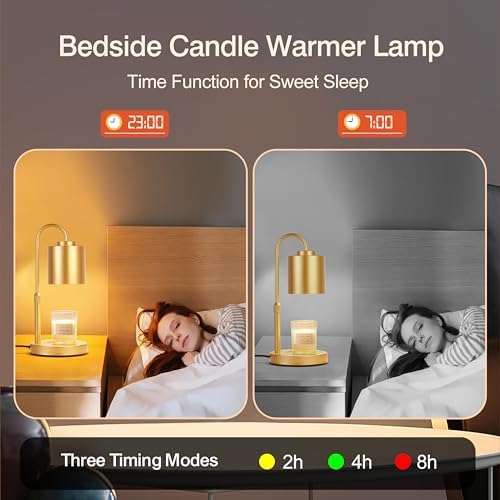 CASTLELIFE Candle Warmer Lamp with Timer & Dimmer, Height Adjustable Electric Wax Melt Warmer for Jar Candles, Gifts for Women Mom Home Decor, Gold - Image 6