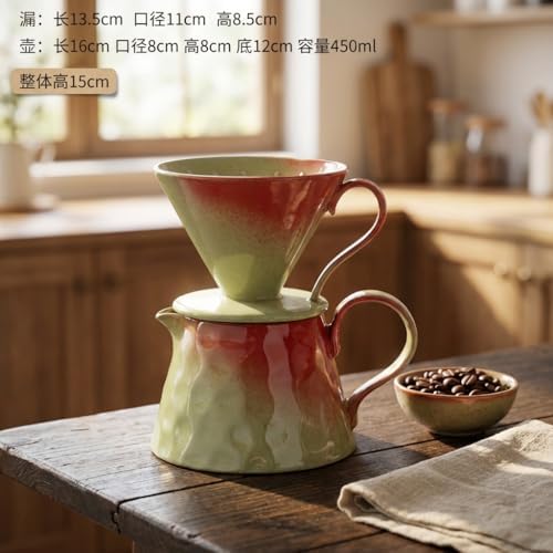 Ceramic Pour Over Coffee Maker Set 15oz/450ml Coffee Dripper with 40pcs Cone Paper Filters, Reusable Pour Over Coffee Cone for Home, Cafe, Restaurant, Camping - Image 4