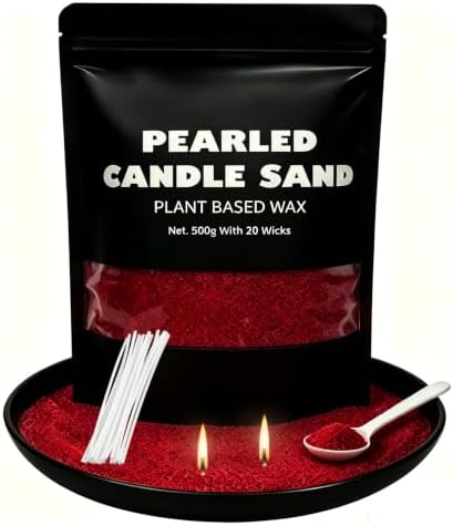 1.1LB Candle Sand- Red Candle Beads, Sand Wax for Wedding Decor Rosa Scented Candle with Wicks Dark Pearled, Wax for Home Decoration Party Gift 85 Burn Hours Refillable Candle Wax DIY Candle Making - Image 5