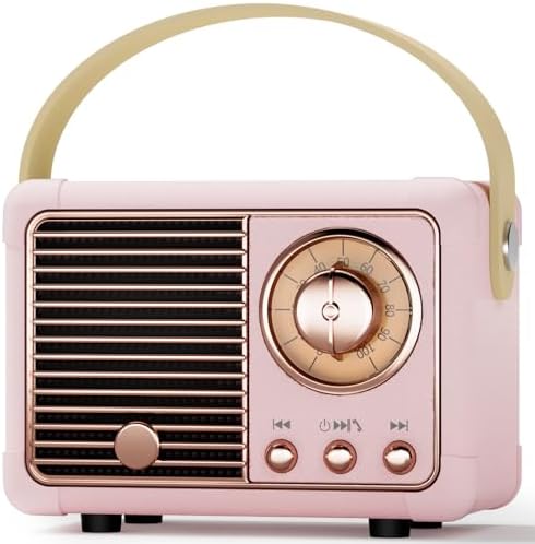 Retro Bluetooth Speaker Pink Speaker Birthday Gifts for Teen Girls,Women by Caulikine