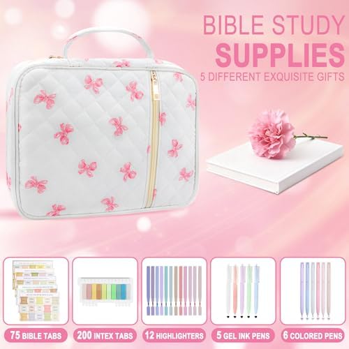 Bible Cover Case for Women, Study Supplies Kit, Highlighters Pens - Image 2