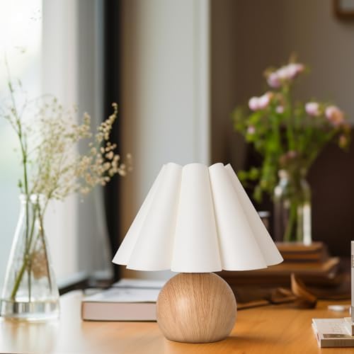 KUNJOULAM Cute Small Table Lamp, Modern Bedside Nightstand Lamp with Fabric Lampshade, Metal Base for Bedroom Home Office Decor (Without Buld) - Image 4