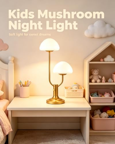 Lightdot Gold Mushroom Table Lamp for Bedroom Dimmable Cute Desk Lamp - Image 3