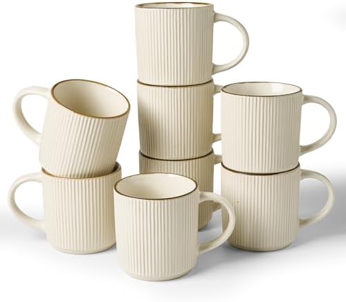 famiware Coffee Mug Set of 8, Star 12 oz Ceramic Mugs Cups Set with Handle by Famiware
