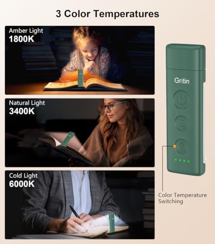 Gritin Book Light Rechargeable, Clip on LED Reading Light for Books in Bed - Image 3