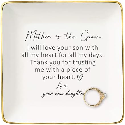 Mother Gifts Of The Groom from Bride,Bridal Shower Gifts for Mother In Law,Wedding Present for New Mom-Ceramic Jewelry Tray Trinket Holder Ring Dish-I Will Love Your Son With All My Heart by NZY