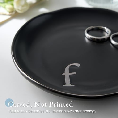 Lolalet Handmade Ceramic Ring Dish Jewelry Tray Plate with Initial, Small Monogram Gift for Her Women Girls Mother, Hostess, Engagement, Bridal Shower, Maid of Honor, Bridesmaid, Birthday, Christmas - Image 2