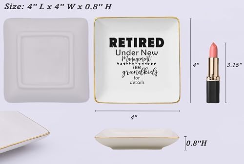 Retired Under New Management - Happy Retirement Gift - Funny Colleagues Goodbye Leaving Gifts for Coworkers Boss Leader Teacher - Appreciate Christmas Jewelry Tray Trinket Holder Ring Dish - Image 5
