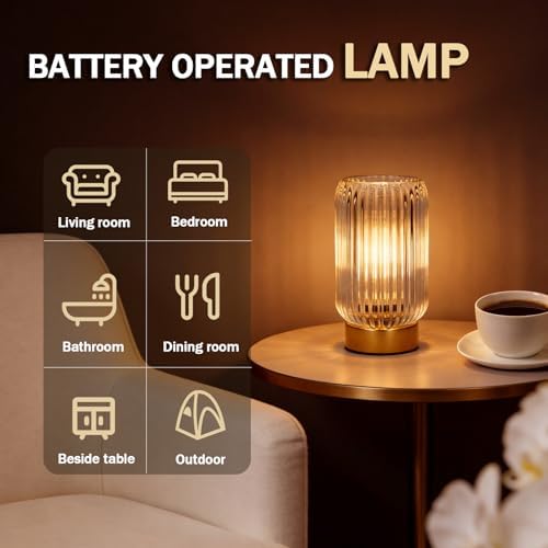 MJ PREMIER Battery Operated Lamp, Small Cordless Lamp with Timer, Clear - Image 5