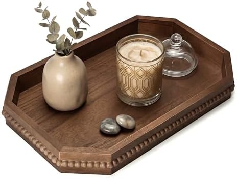 EOSAHR Pine Wood Decorative Tray: Serving Tray for Farmhouse Decor, Brown by EOSAHR