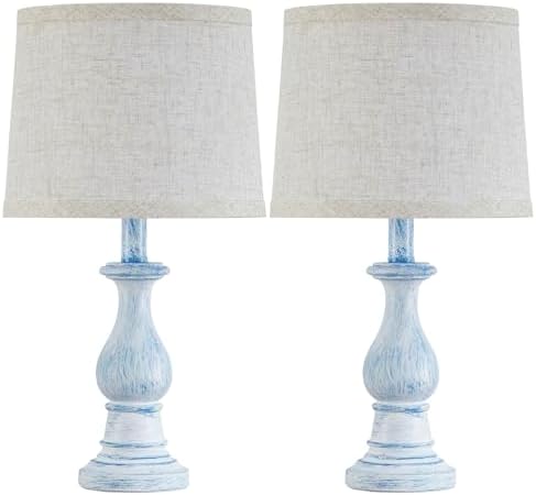 Table Lamps Set of 2, 18.5" Vintage Bedside Lamps for Bedroom Living Room - Image 2